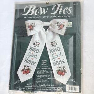 Bow Ties Cross Stitch Door Decoration Kit Home Sweet Home 08103 • Vintage • New